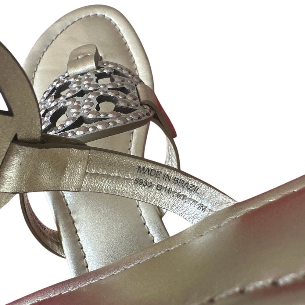 Tory Burch Miller Embellished Sandals Spark Gold 7.5 Metallic Thong - Picture 10 of 12
